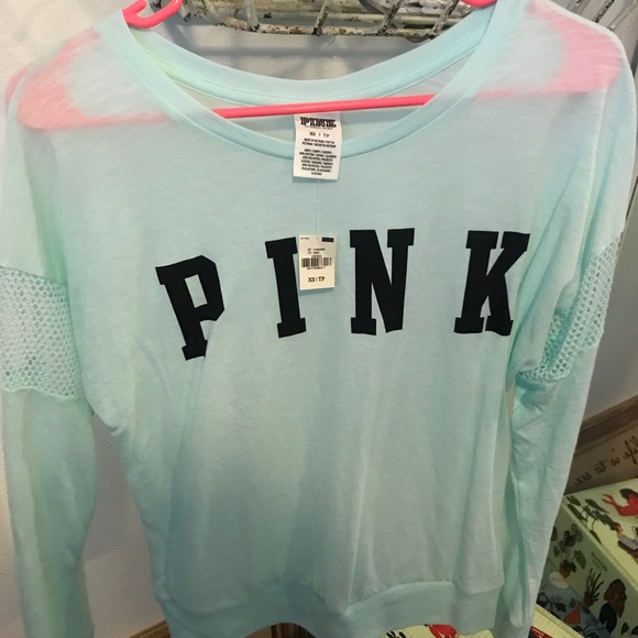 PINK light aqua/mint mesh‎ top! Perfect for Spring! - Picture 1 of 3